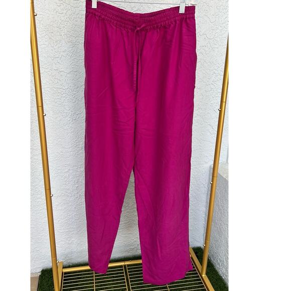 Vintage Silk Sunny Leight 100% Silk Pants - Fuchsia, Size Medium - Picture 1 of 12